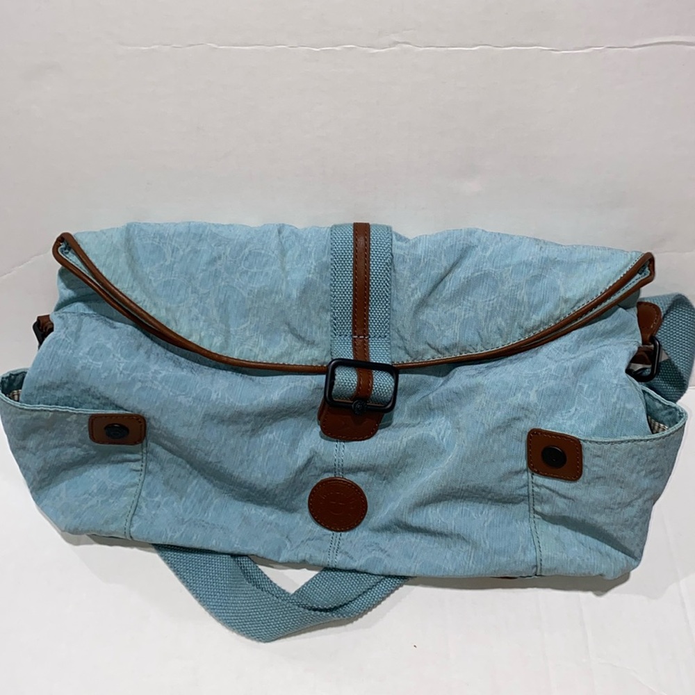 Kipling light blue and brown messenger bag